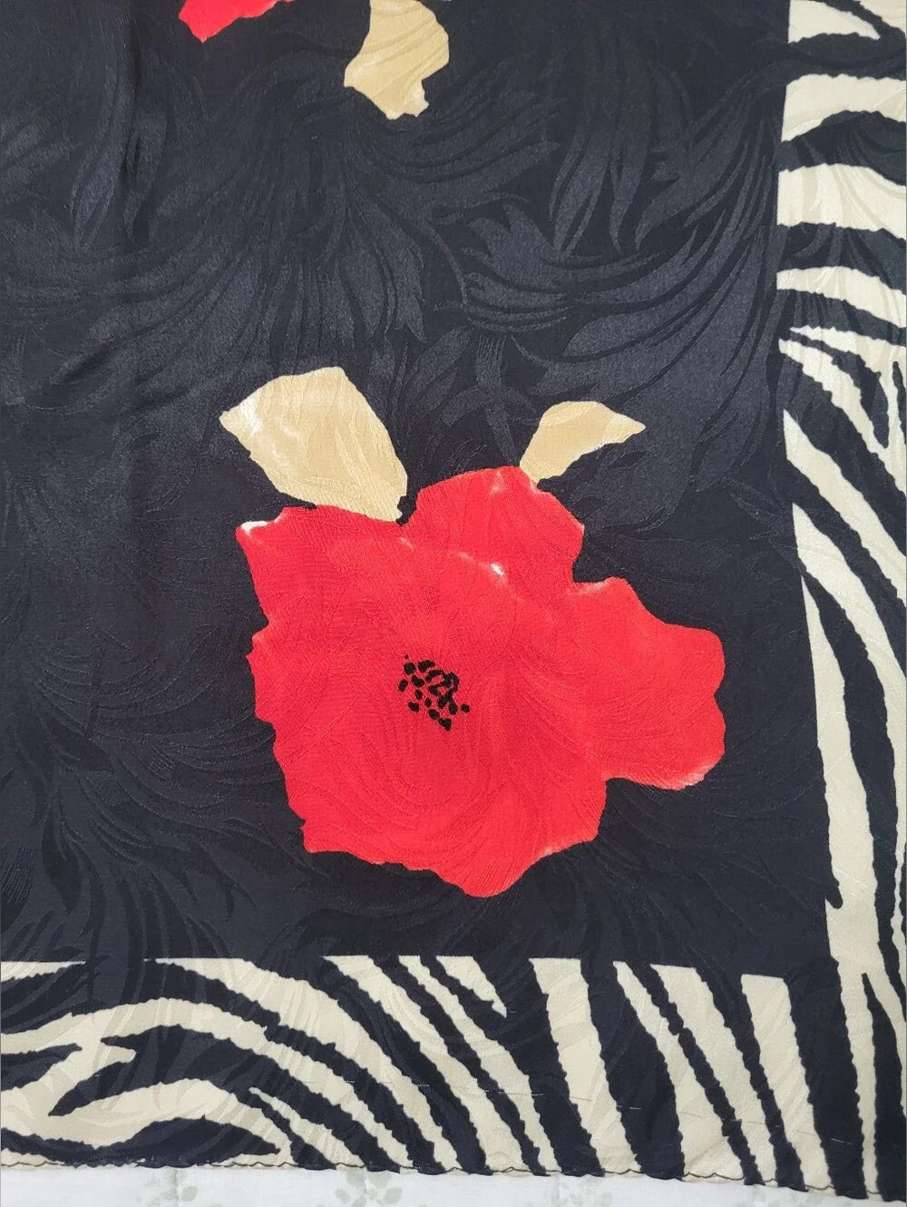 100%  Silk Scarf Zebra Pattern